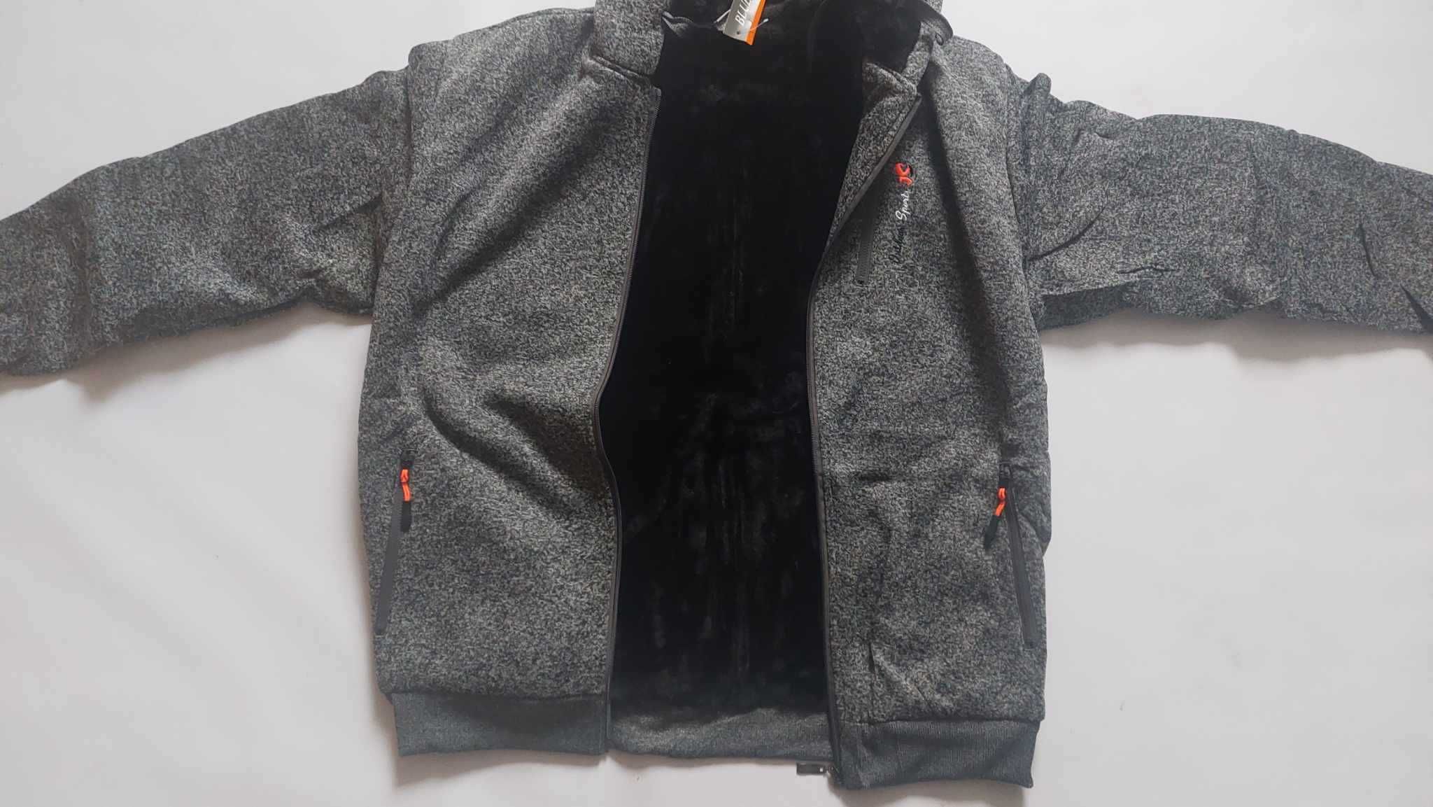 Bluza męska gruba ocieplana futerkiem melanż Blue Jeans PL0726 r 3XL