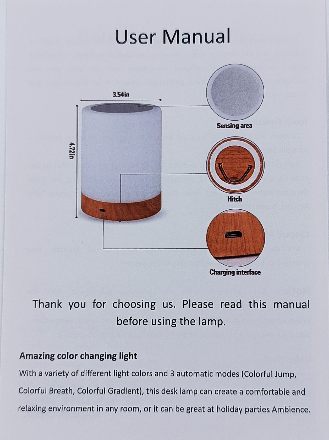 Lampka nocna dotykowa LED RGB