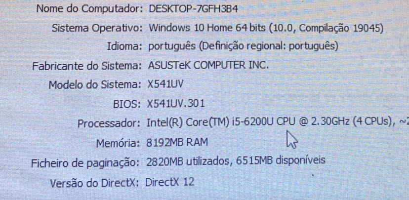 Computador Asus X541UV com carregador