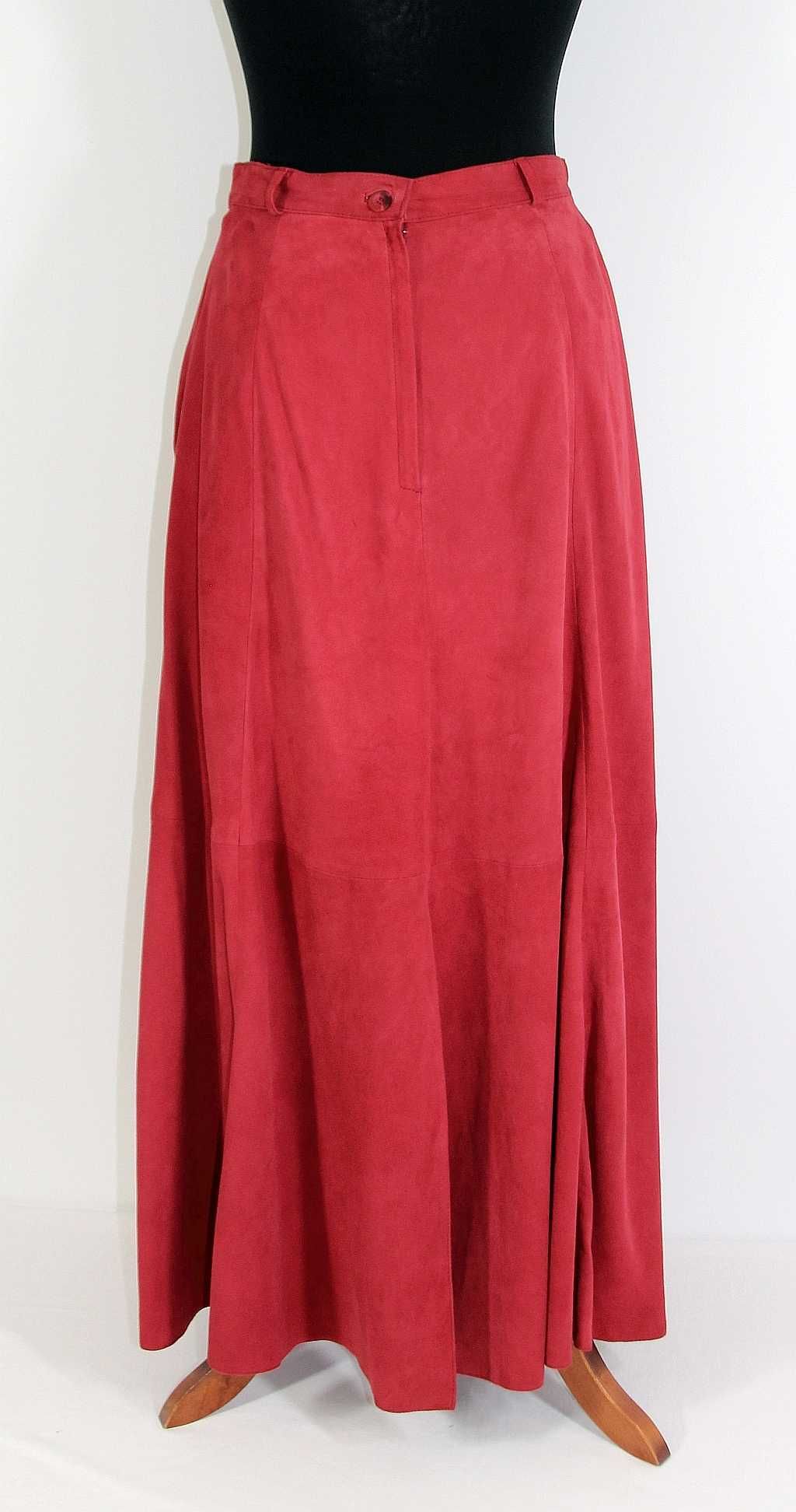 Spódnica skórzana welurowa czerwona marki Alba Moda Millano R 38
