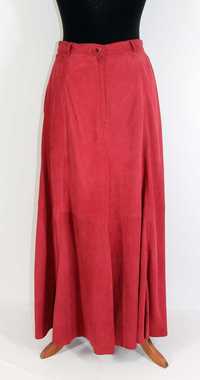 Spódnica skórzana welurowa czerwona marki Alba Moda Millano R 38