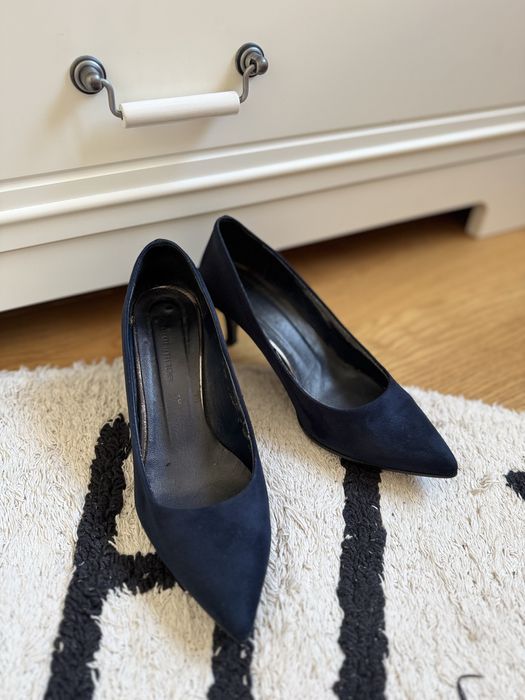 Prima Moda granatowe szpilki 36 zamszowe