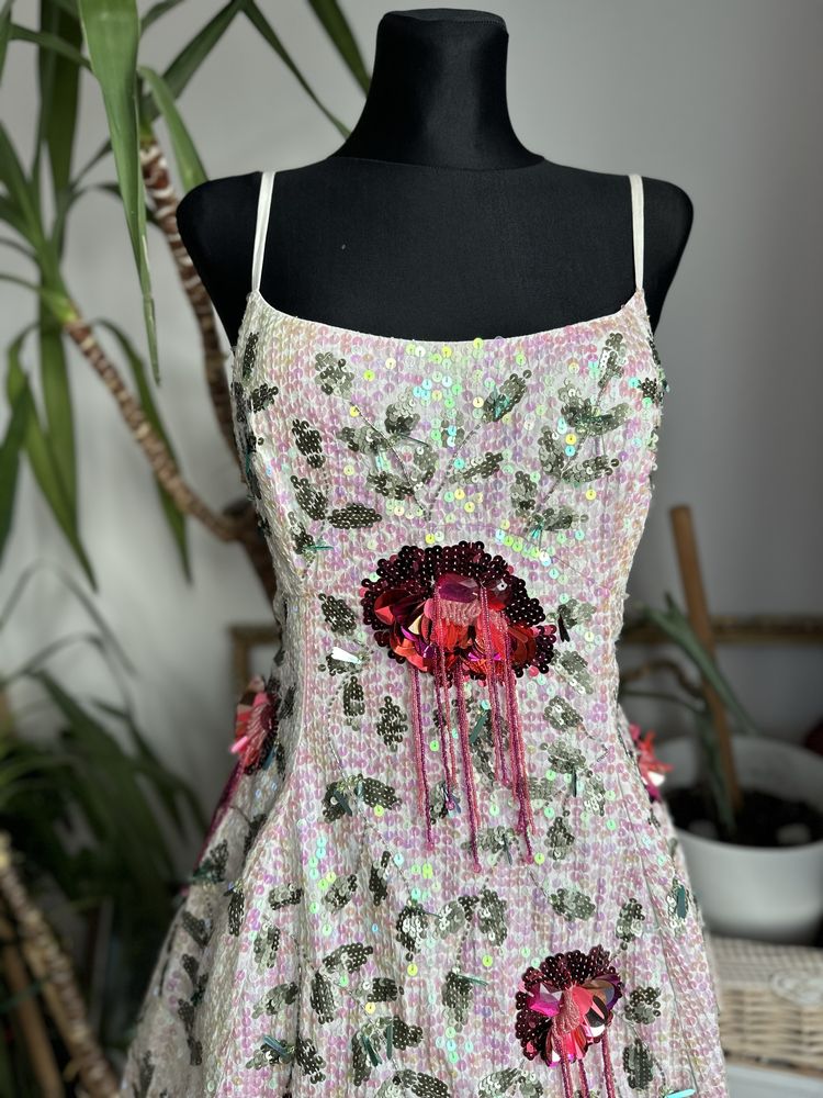 Asos cekinowa sukienka mini zdobiona luxe 44 xxl