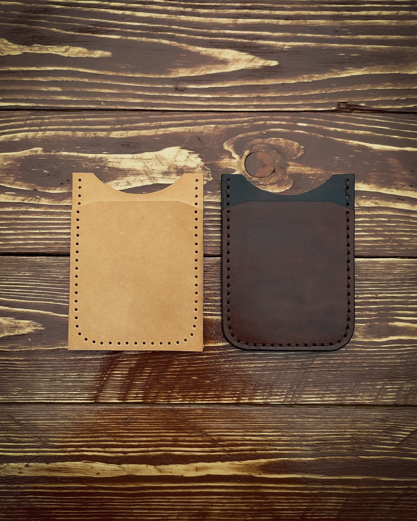 Skórzany portfel ręcznie robiony cardholder portfel na karty handmade