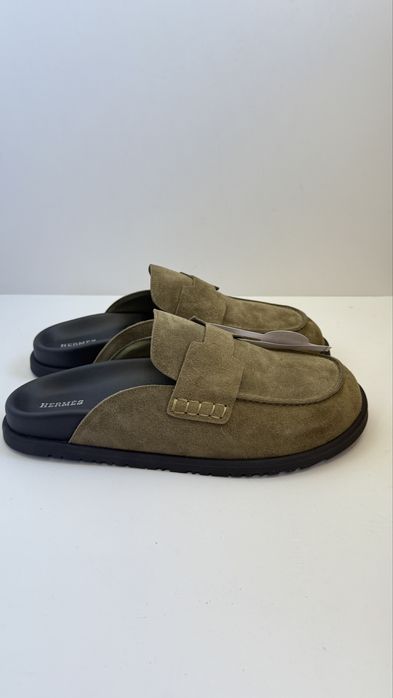 Шльопанці клоги мюлі ермес шкіряні herme**