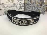 Christian Dior szeroki pasek haftowany skóra