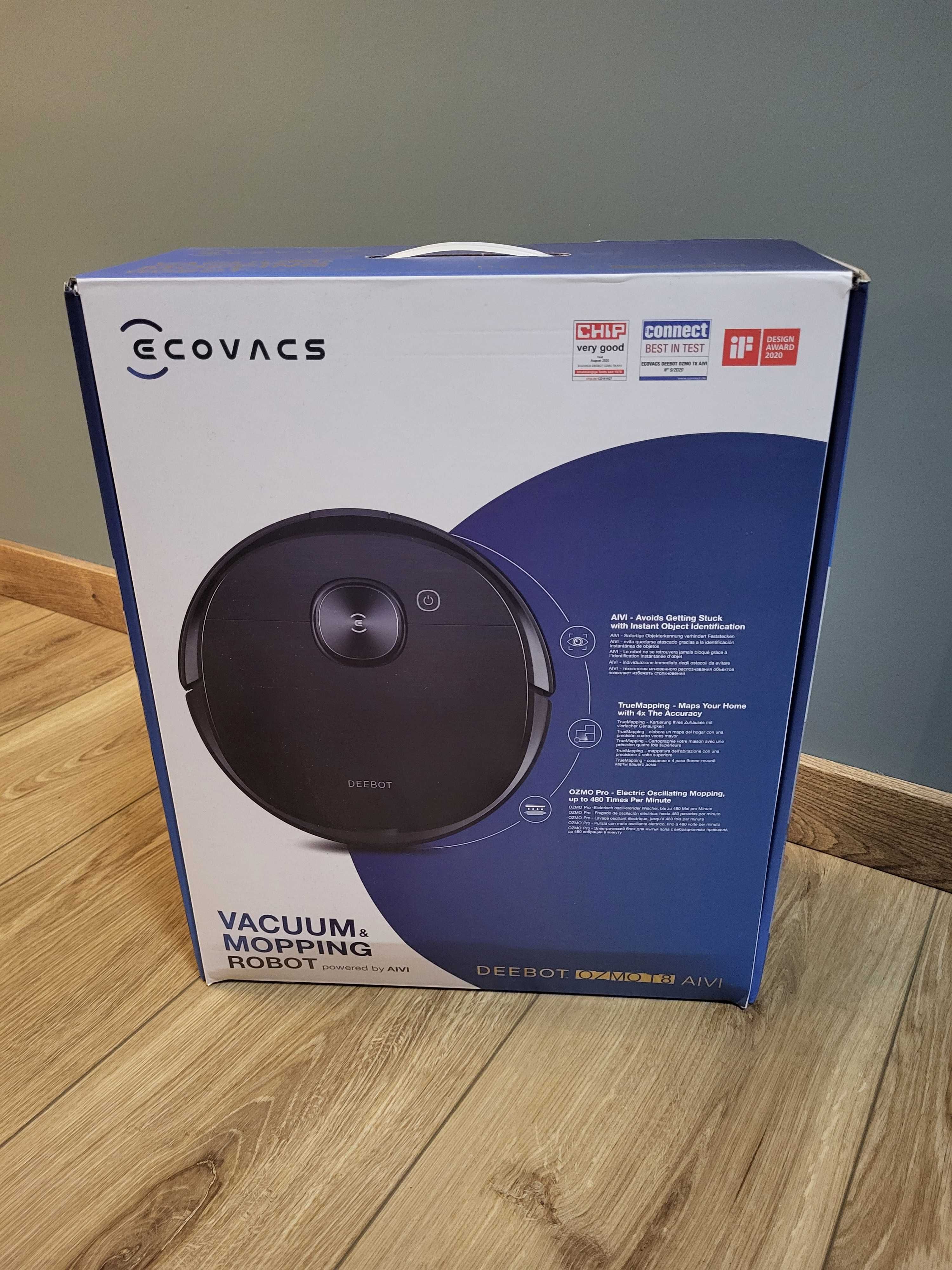 Ecovacs Deebot OZMO PRO T8 AIVI Czarny + Stacja auto-opróżniania