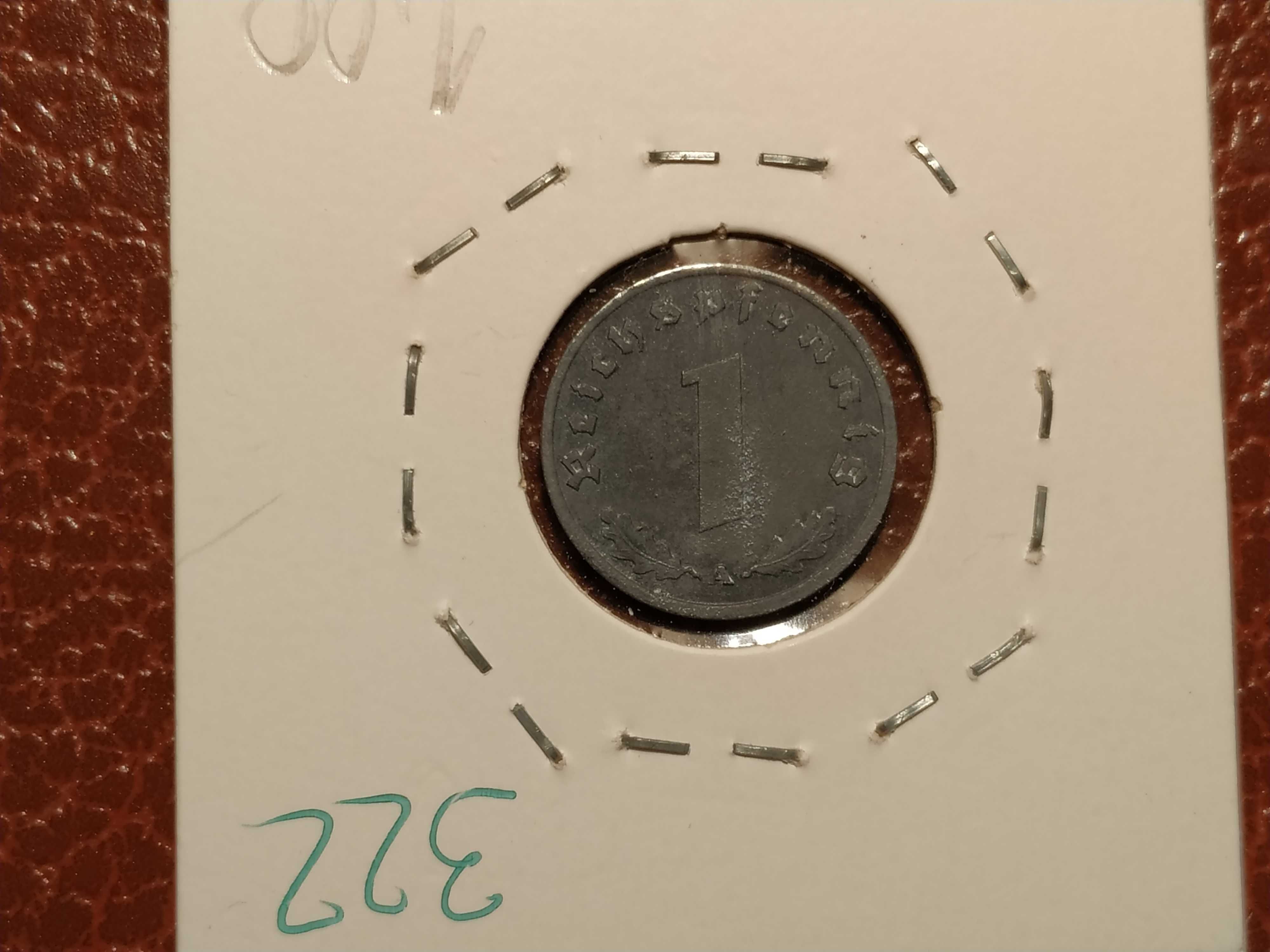 322 Moeda de 1 reichspfennig de 1943 A - Alemanha Nazi