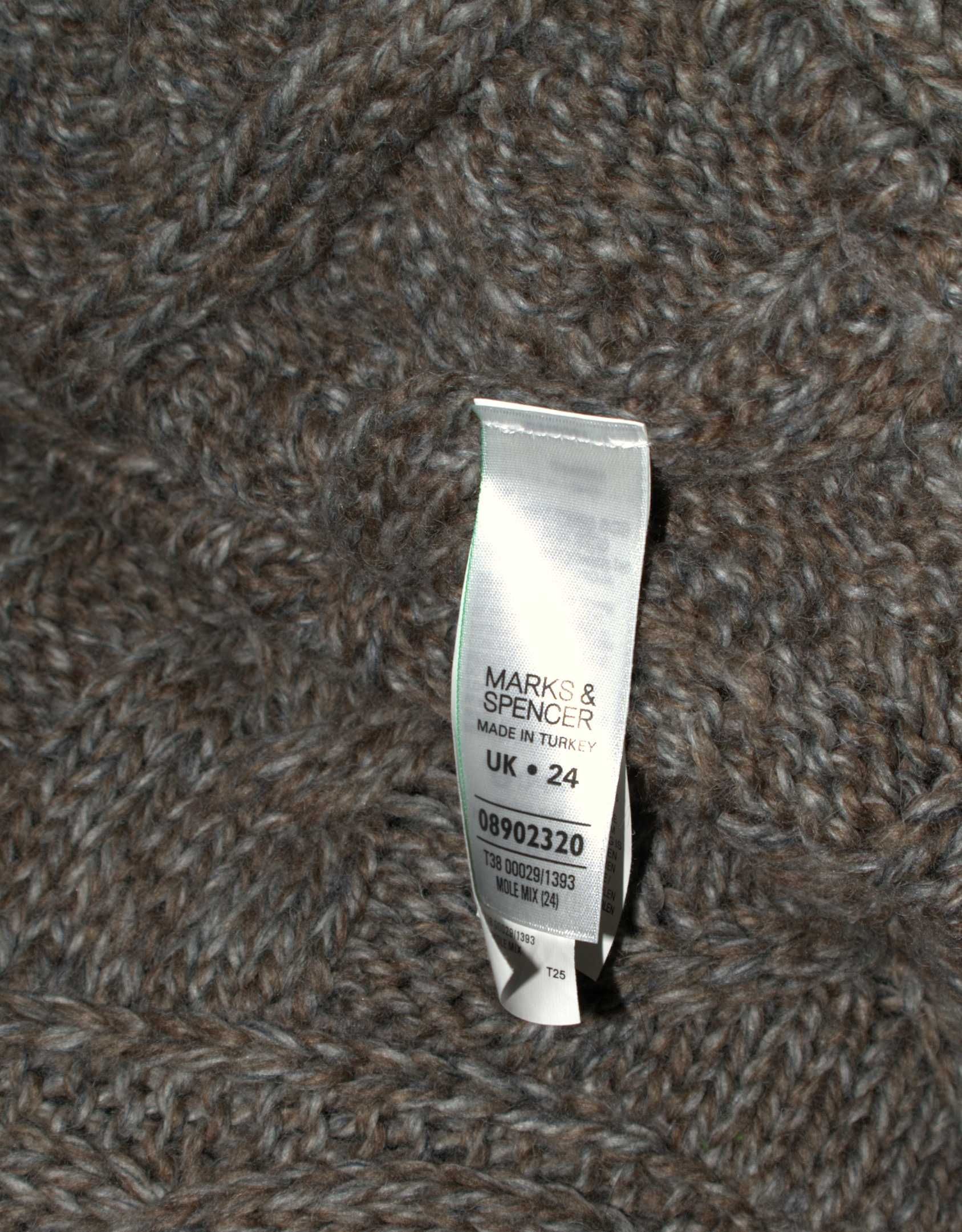 Marks&Spencer sweter kardigan w grube warkocze 54 narzutka