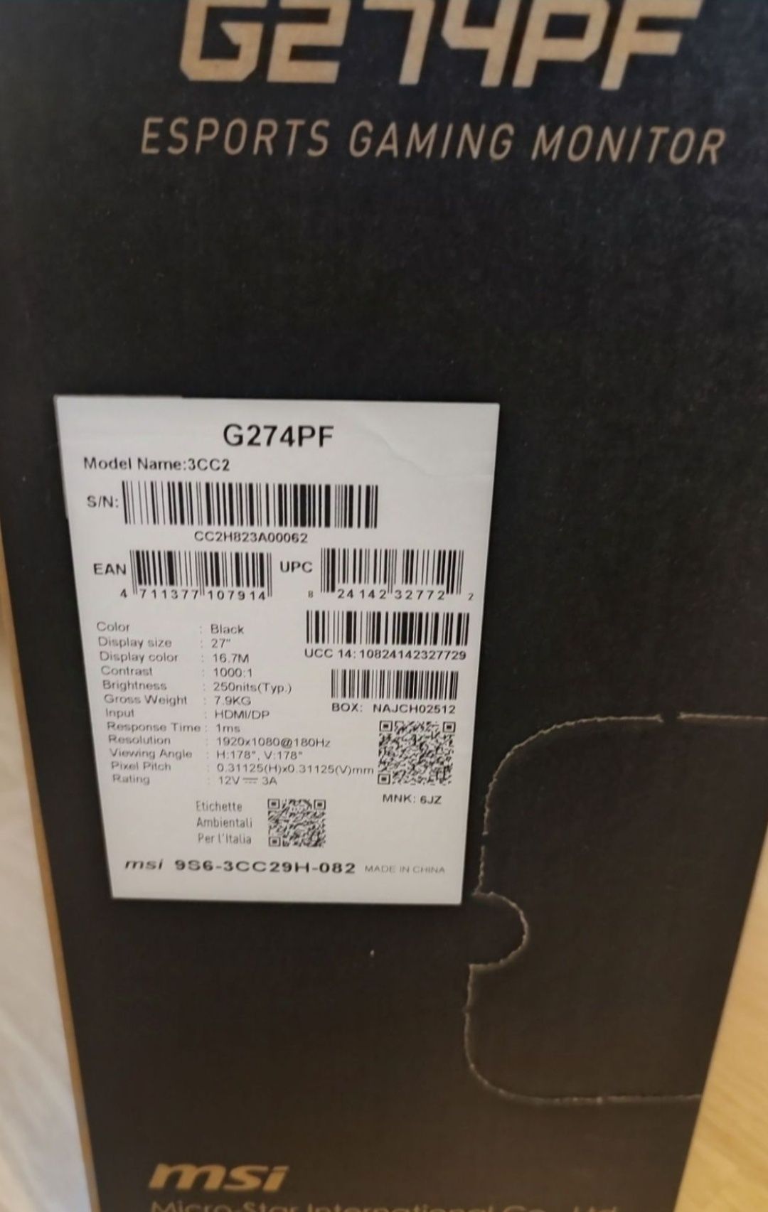 Monitor MSI G274PF 27 nowy okazja na prezent