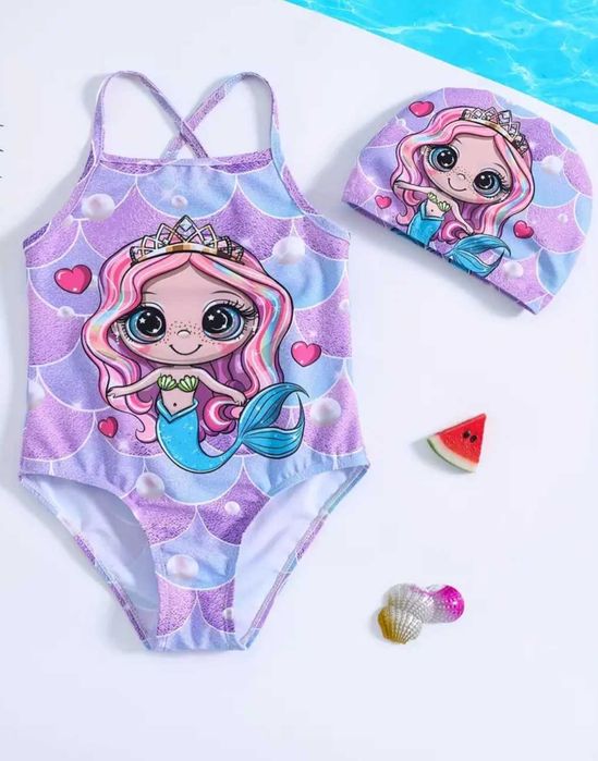 Nowy kostium, strój kąpielowy czepek Syrenka, r. 110/116 basen