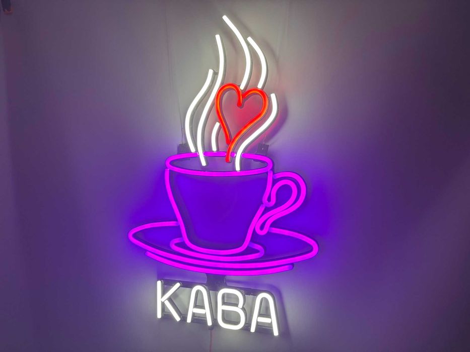Неонова вивіска "Кава чашка" deep, 610*400 мм, світлодіодна
