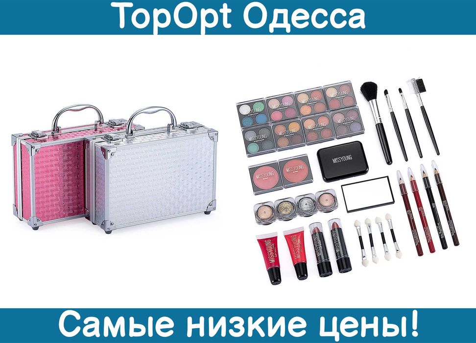 Набір косметики в чемодан для макіяжу, набір візажиста палетка тіней