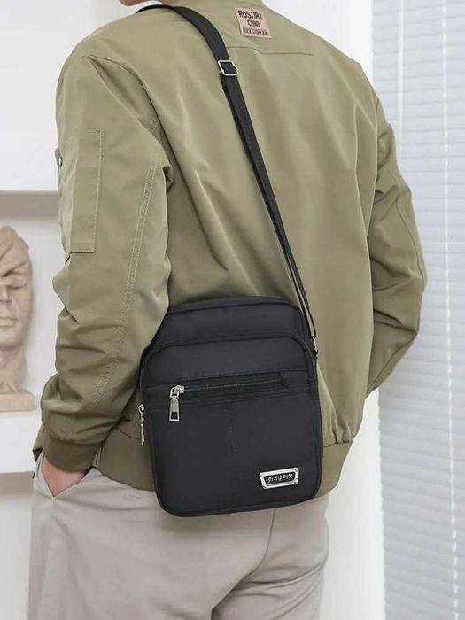 Listonoszka torebka na ramię unisex męska damska czarna wodoodporna