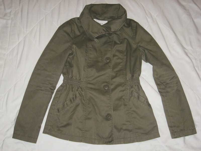 Kurtka damska płaszcz guziki lekki lato khaki Only mały XS kieszenie