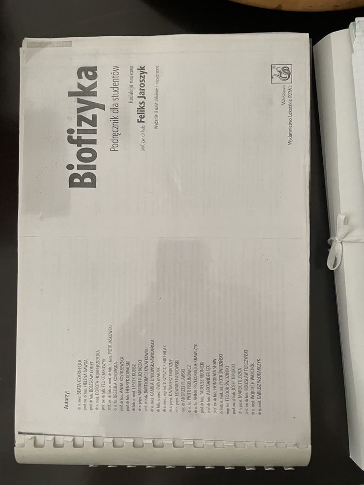 Podręcznik Biofizyka na studia medyczne