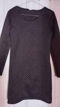 Czarna sukienka pikowana damska S (S/M) + gratis bluzka satynowa Orsay