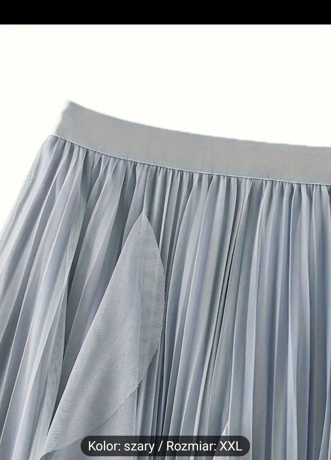 Długa spódnica tiulowa tiul szara siwa 42 / 44 xxl nowa