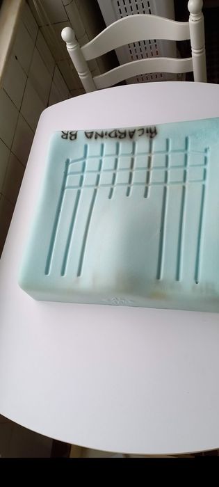 Almofada anti-escaras para colocar na cadeira de rodas.
