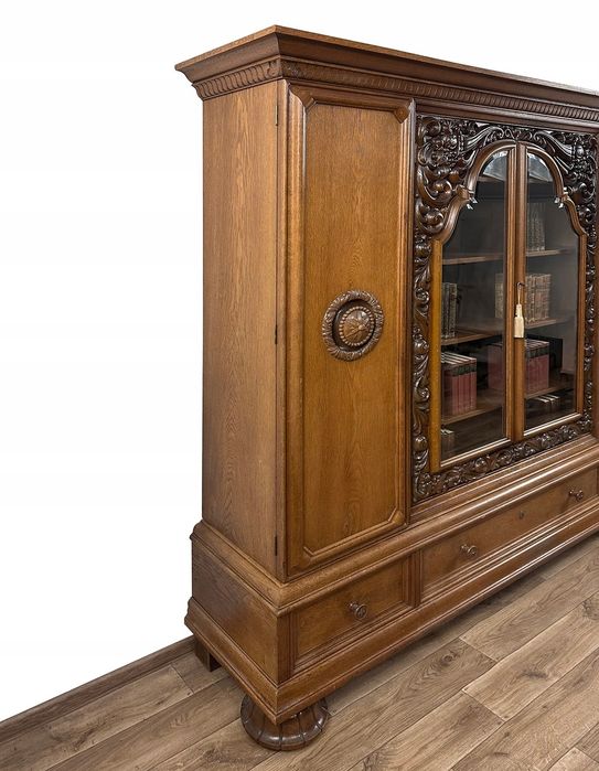 BIBLIOTEKA WITRYNA antyk szafa 100-letnia 3 szuflady