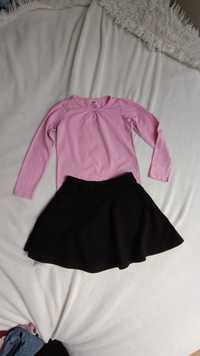 Zestaw czarna  spódniczka +bluzka H&M 110/116