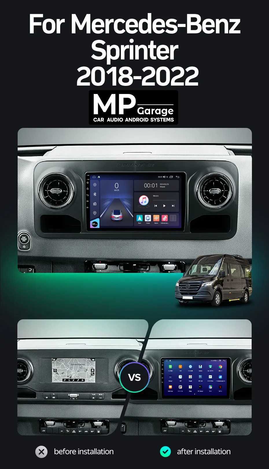 MB Sprinter W907 W910 Radio Android Nawigacja CarPlay/AA 4G Qled FV PL