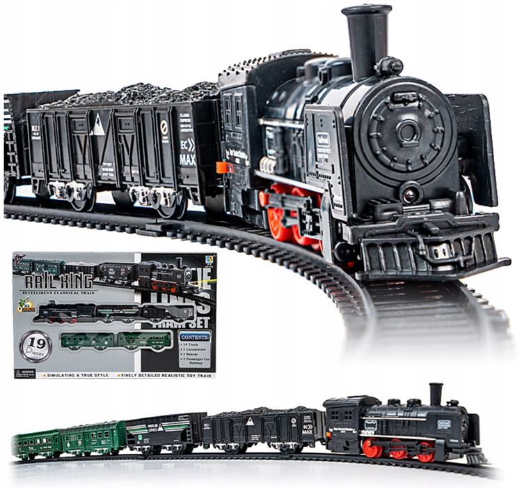 KOLEJKA ELEKTRYCZNA POCIĄG dla dzieci lokomotywa 4 wagony tory