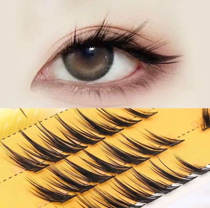 Пучкові накладні вії World Fox Style, вії з косим кінчиком.