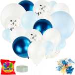 duża girlanda balonowa balony niebieskie konfetti zestaw urodziny boy