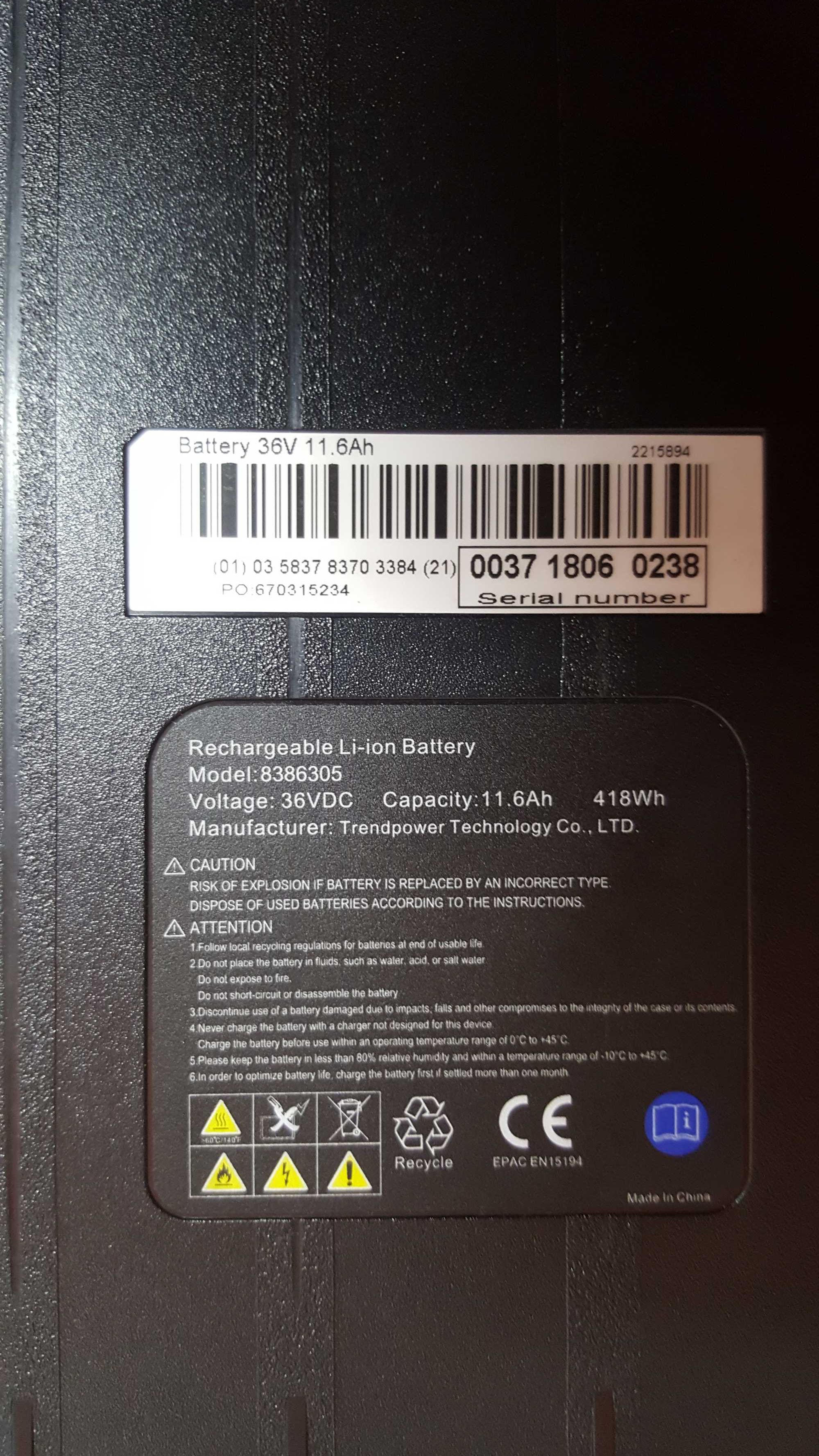 Bateria para bicicleta eletrica elops 900