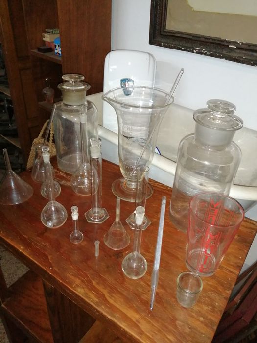 Material laboratório, vintage, ciência