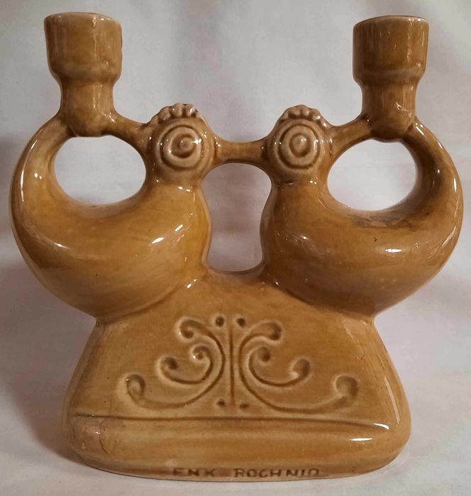 Świecznik KOGUTY Bochnia Ceramika Vintage PRL