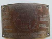 Westinghouse-1921- Tabliczka znamionowa