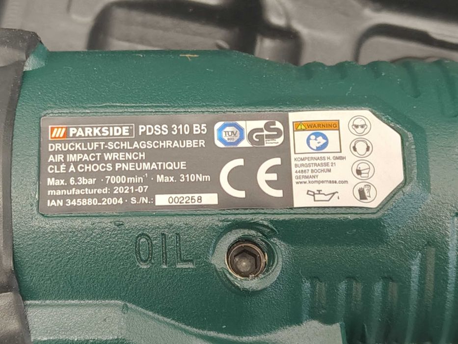 Klucz udarowy pneumatyczny zakrętarka Parkside PDSS 310 + walizka