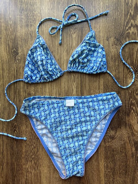 strój kąpielowy dwuczęściowy góra bikini dół bikini niebieski