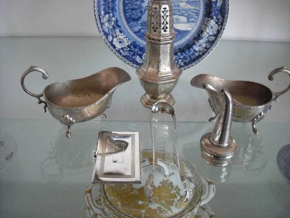 Antyk srebrne sygnowana sosjerki cukiernica Szczypce  cukru 7 pozycji