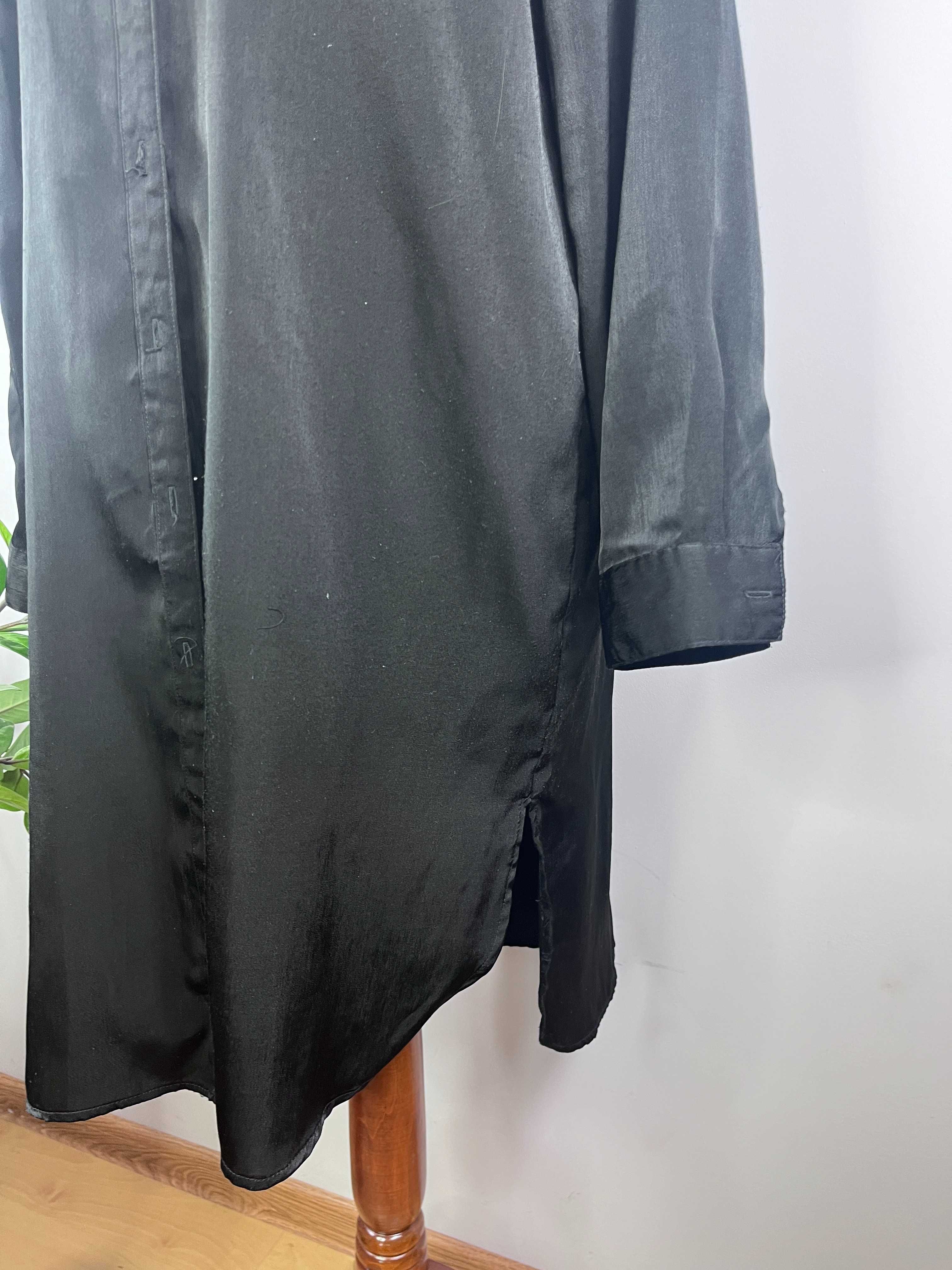 Czarna długa narzutka koszula z haftem na plecach Forever 21 M