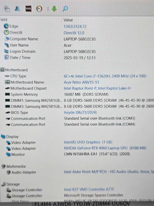 Игровой Acer Nitro RTX 4060 Core i7-13gen 16/512gb идеальный