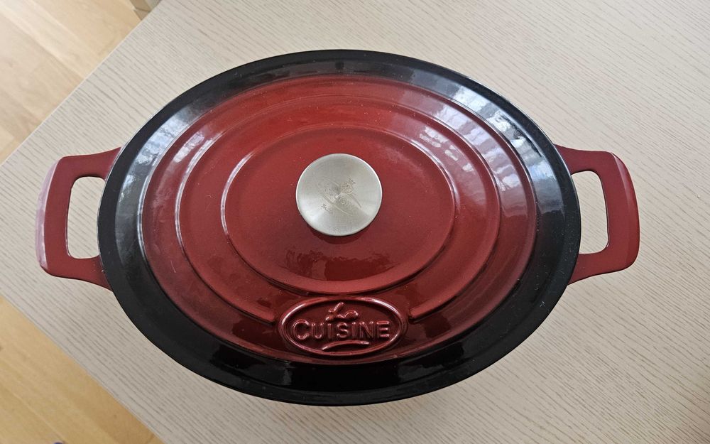 La Cuisine - Garnek żeliwny owalny Pro 33cm 6.5l Czerwony