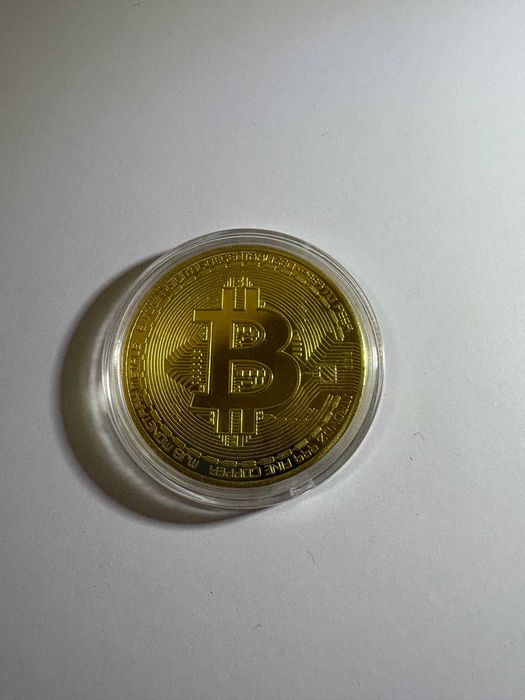 Moneta Bitcoin Pamiątkowa Kolekcjonerska z Ochronnym Etui Kryptowaluta