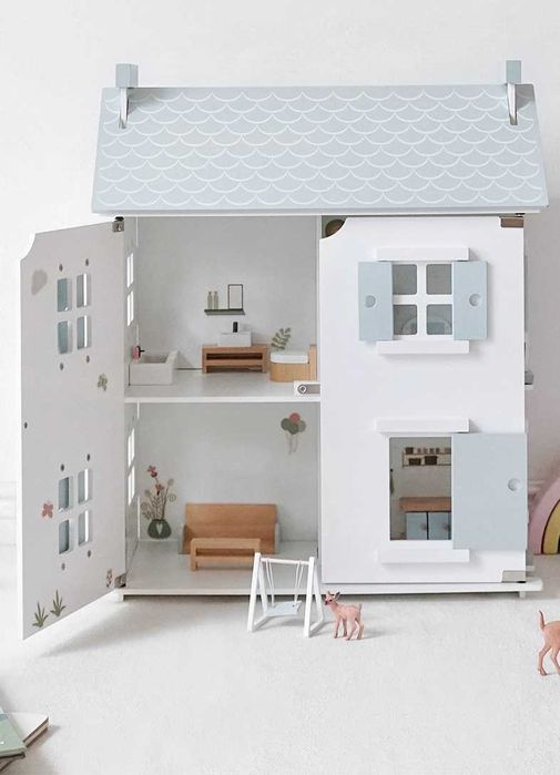 Drewniany Domek dla Lalek Retro NOWY z mebelkami!