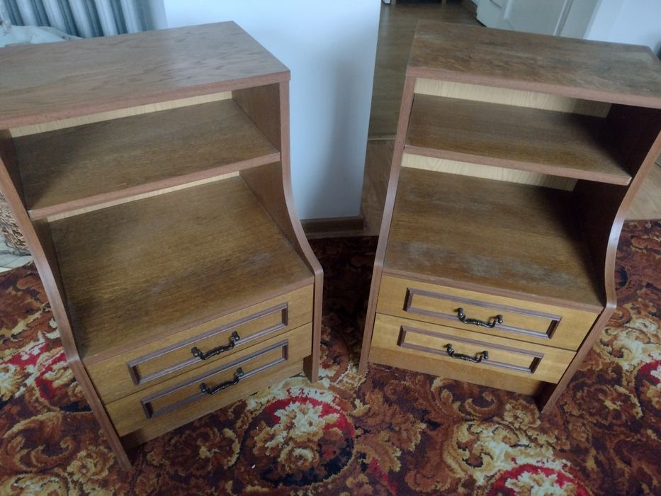 Szafki nocne vintage z szufladami – komplet 2 sztuki