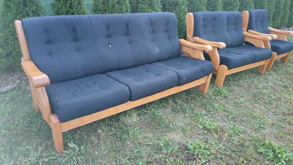 Komplet wypoczynkowy dębowy