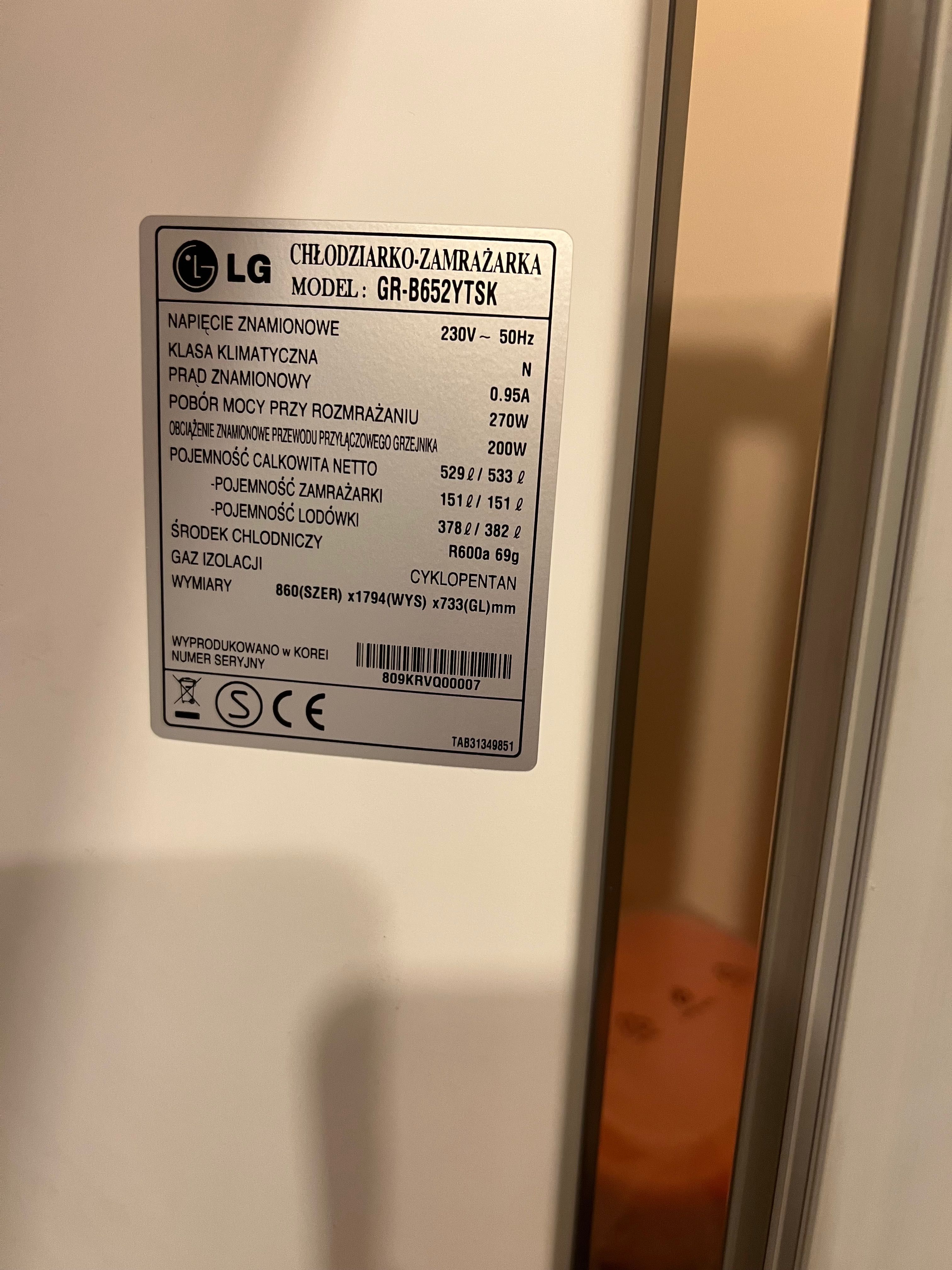 Lodówka z zamrażalnikiem u góry LG