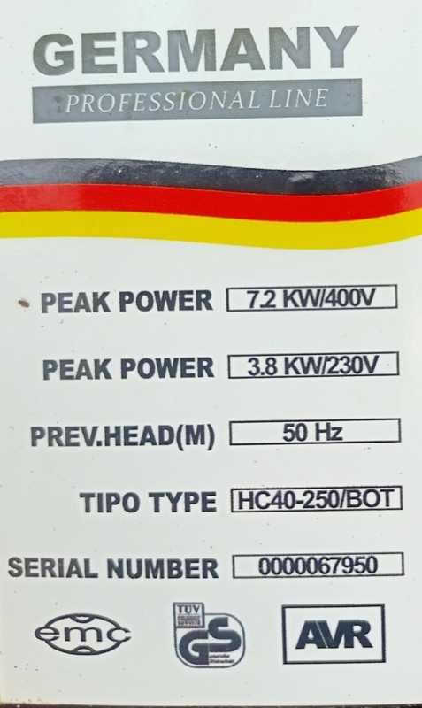 Agregat prądotwórczy 7,2 KW/400V
