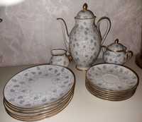 Porcelana niemiecka, serwis Furstenberg srodek stołu i talerze