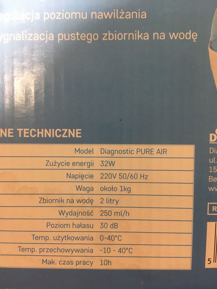 Nawilżacz powietrza Diagnostic Pure Air