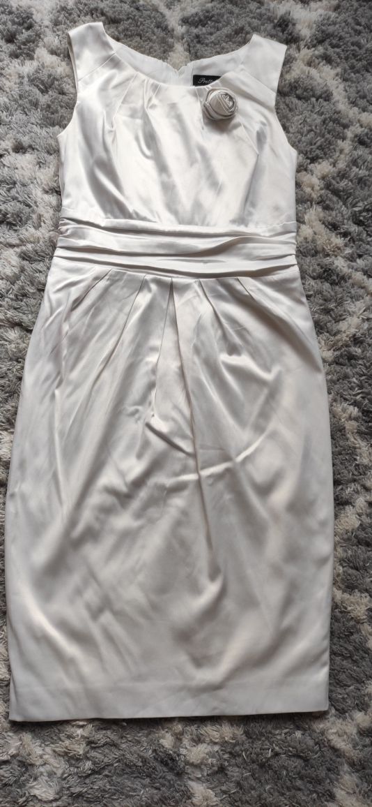 Suknia ślubna cywilny 38 sukienka biała dla druhny satyna