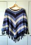 Niebieskie pończo z dzianiny uniwersalne knitwear poncho ponczo y2k hi