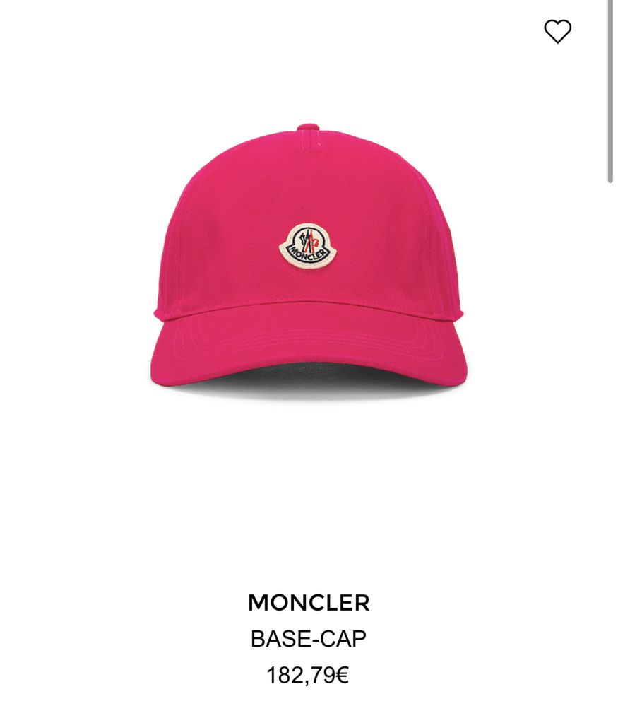 Moncler czapeczka czapka z daszkiem rozowa